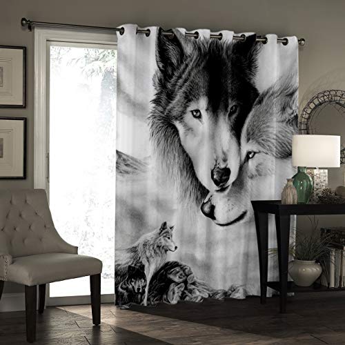 3D Curtain Printed Wolves in Mist flock of gray wolves Wellmira Made to Measure