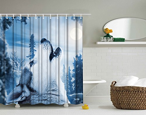 Goodbath Wolf Shower Curtain, Wildlife Animals Waterproof Polyester ...