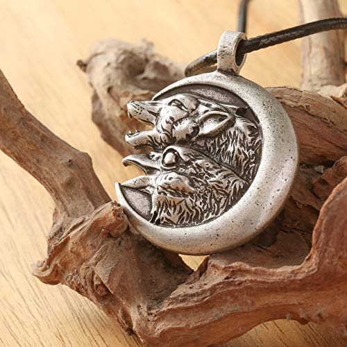 HAQUIL Wolf and Raven Necklace - Metal Alloy, Wolf and Raven on ...