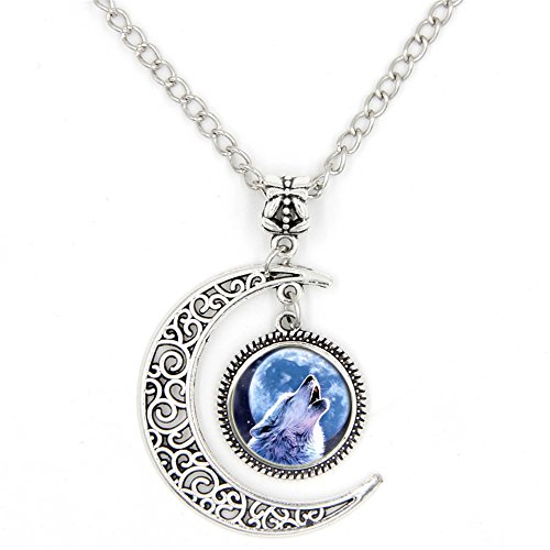 LIAOWY Howling Wolf Necklace Pendant Charm Gemstone Handmade Jewelry ...