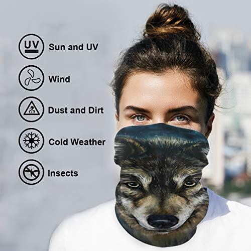 Nynelsong Headwear Wolf Galaxy Outdoor Scarf Headbands Bandana Mask Neck Gaiter Head Wrap Mask Sweatband