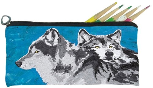 Salvador Kitti Small Pencil Bag (Wolves - Spirited Pack) - Save gray wolf
