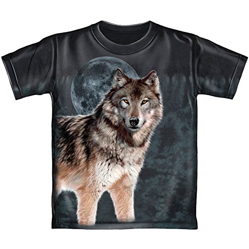 Wolf Midnight Moon Tie Dye Adult Tee Shirt - Save gray wolf